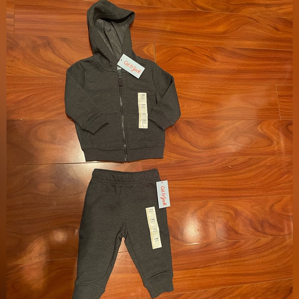 Cat and Jack 12m charcoal hoodie and jogger set